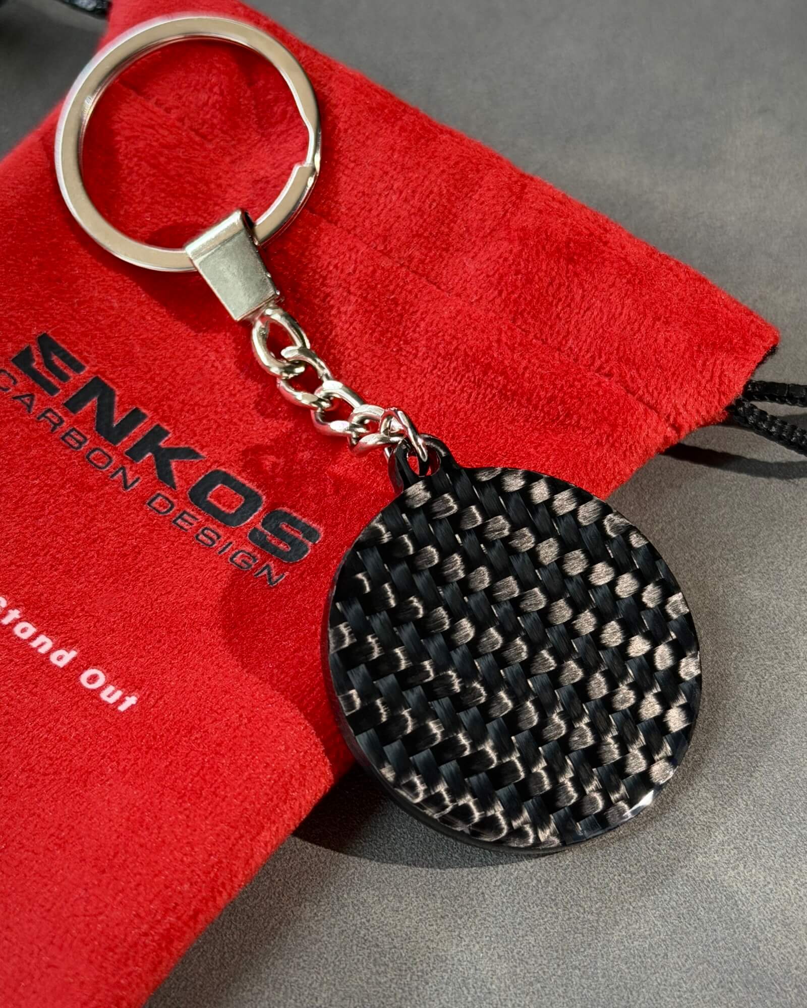 Poker Chip — Carbon Keychain