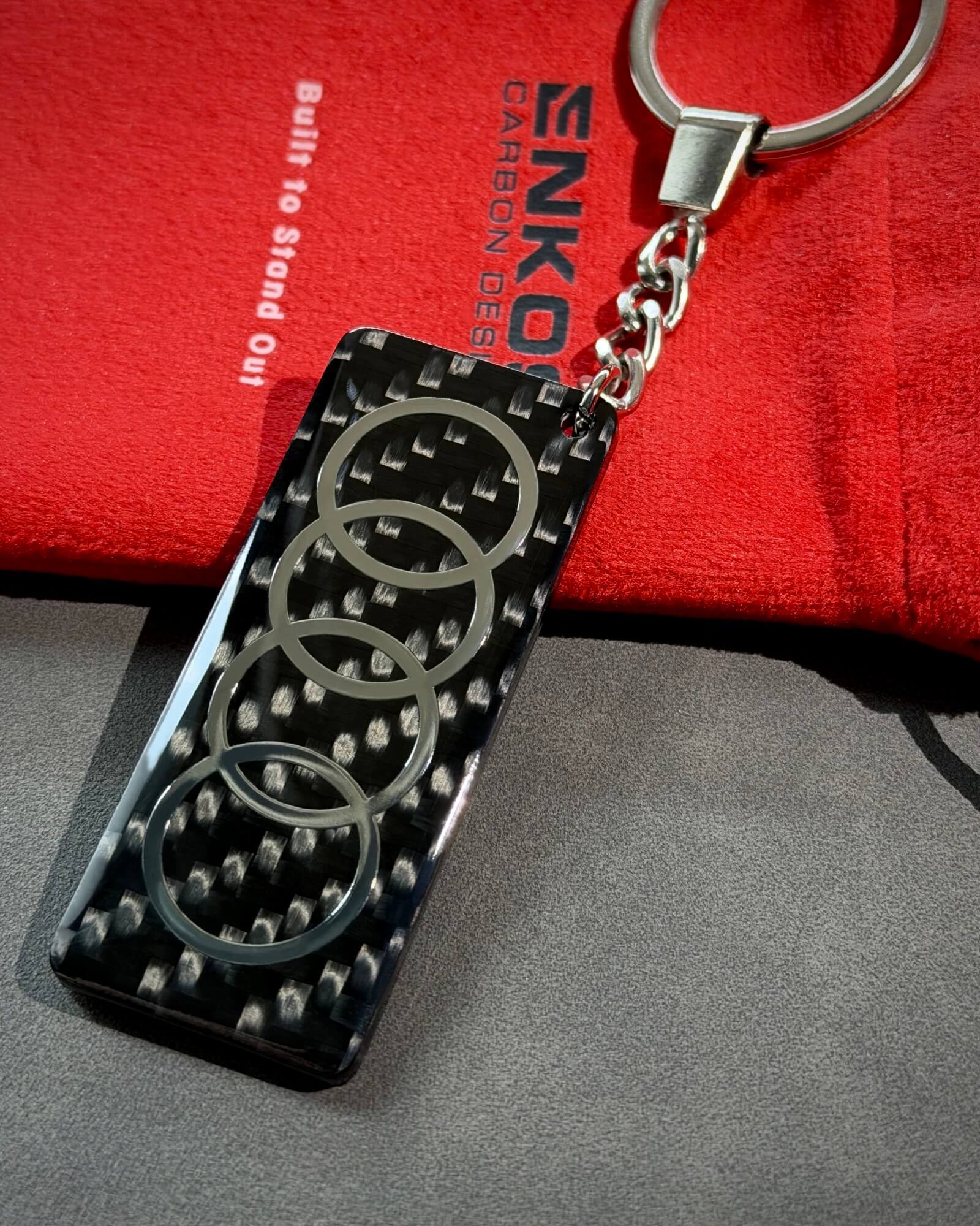 Four Rings — Carbon Keychain