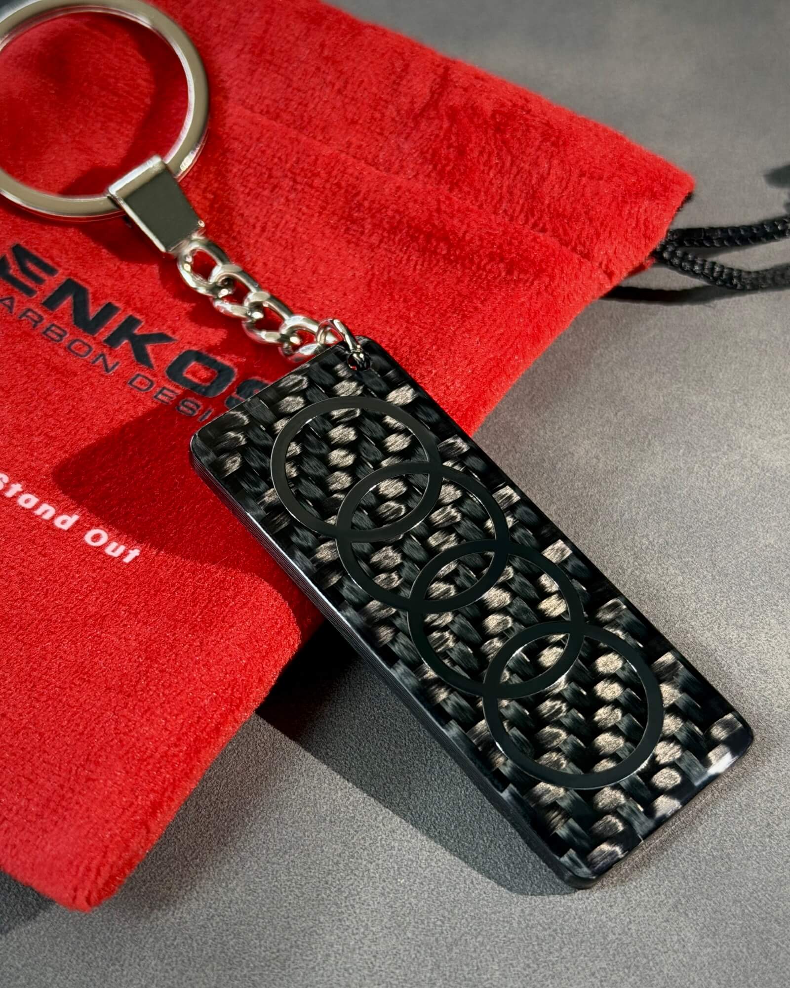 Four Rings — Carbon Keychain