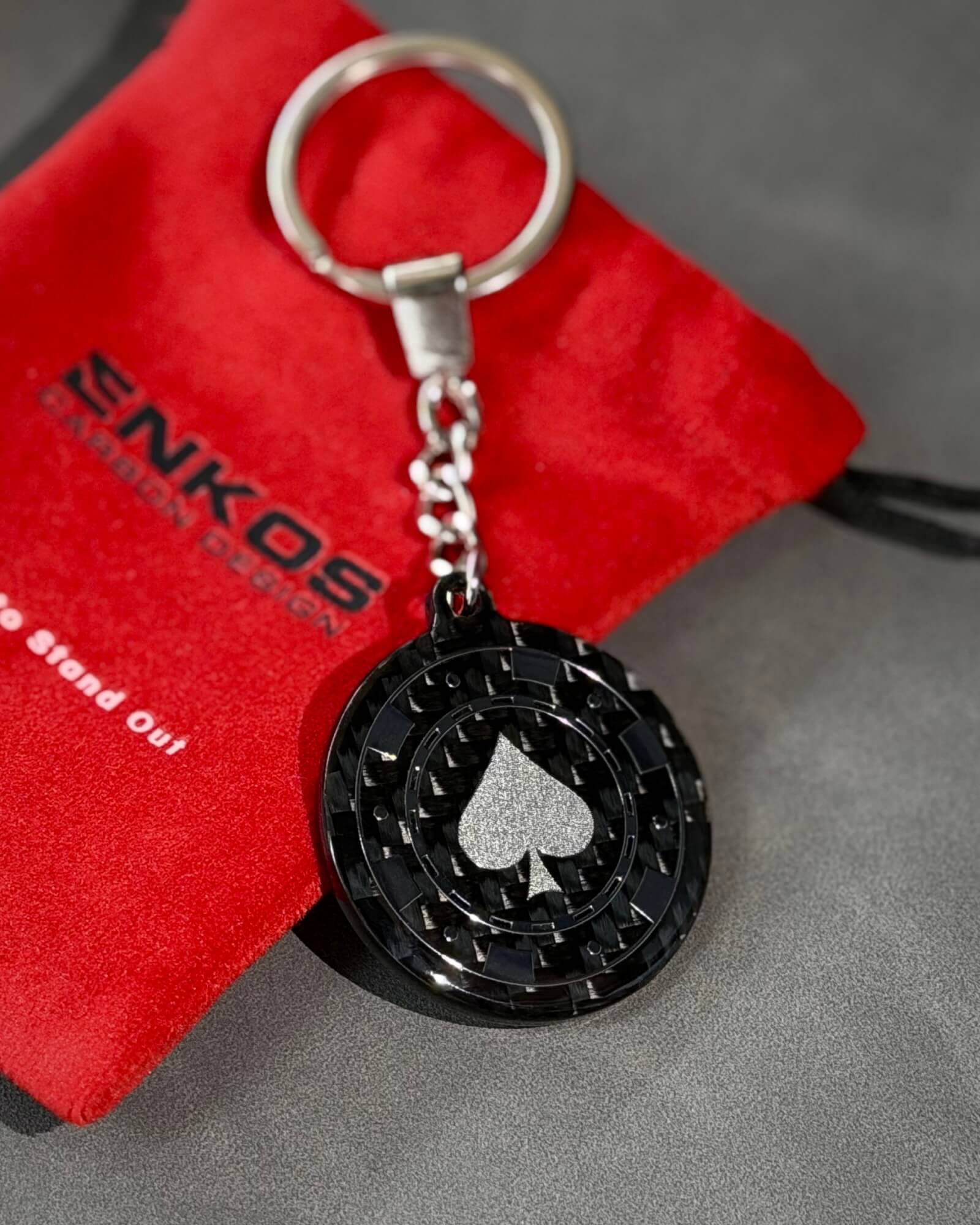 Poker Chip — Carbon Keychain